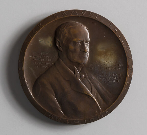 Frederick Samuel Tallmadge Medal for the New York Society of the Sons of the Revolution, Victor David Brenner (American, born Šiauliai, Lithuania (Shavli, Russian Empire) 1871–1924 New York), Bronze, American 