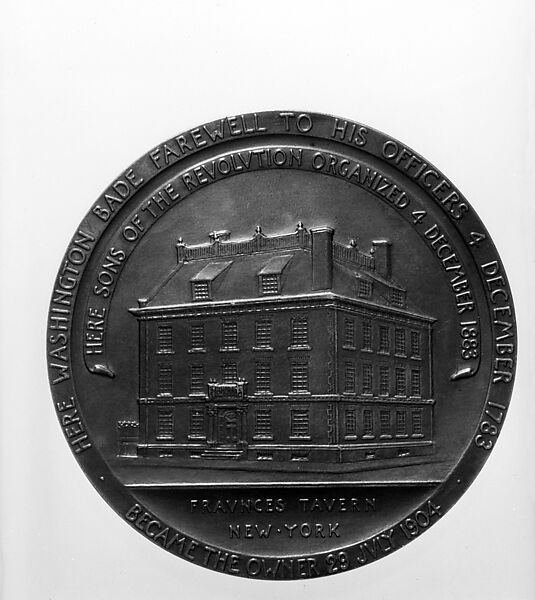 Frederick Samuel Tallmadge Medal for the New York Society of the Sons of the Revolution, Victor David Brenner (American, born Šiauliai, Lithuania (Shavli, Russian Empire) 1871–1924 New York), Bronze, American