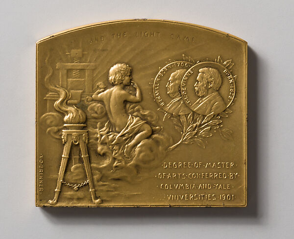 Franklin Birthday Dinner of the Typothetae of New York, Victor David Brenner (American, born Šiauliai, Lithuania (Shavli, Russian Empire) 1871–1924 New York), Bronze and gold leaf, American 