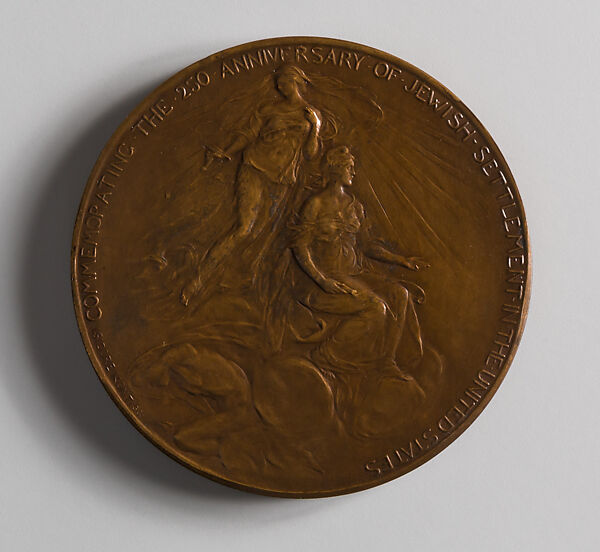 Two Hundred Fiftieth Anniversary of Jewish Settlement in the United States, Isidore Konti (Hungarian, Vienna 1862–1938 Yonkers, New York), Bronze, American