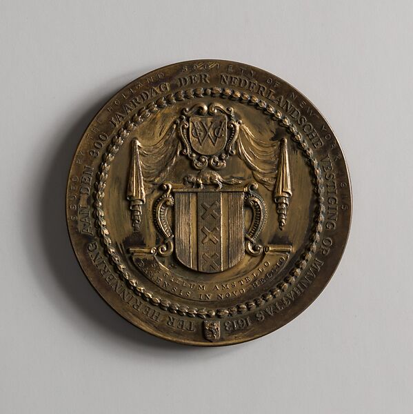 Commemorating the Three-Hundredth Anniversary of the Establishment of the Dutch on Manhattan, J. F. Newman, Bronze, American