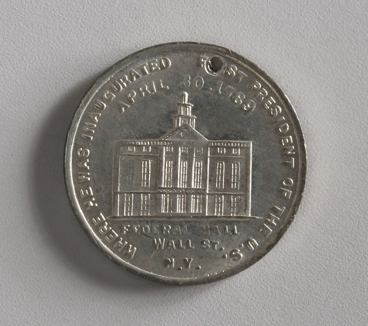 Centennial of Washington's Inauguration, White metal, American