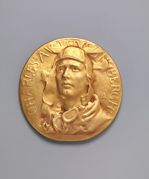 Commemorating Lindbergh's Trans-Atlantic Flight, 1927, Frederick William MacMonnies (American, New York 1863–1937 New York), Bronze and gold leaf, American 