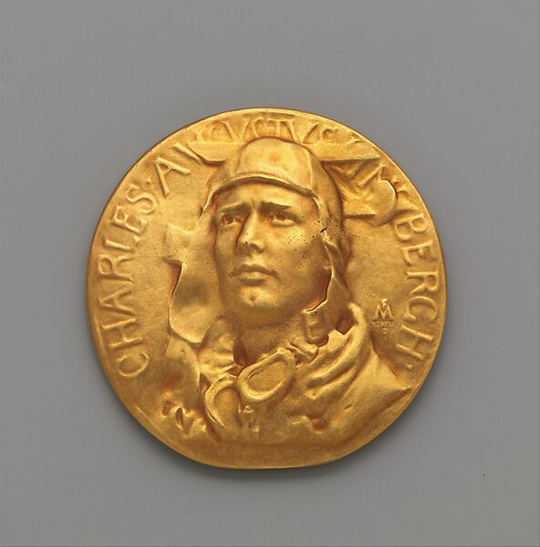 Commemorating Lindbergh's Trans-Atlantic Flight, 1927, Frederick William MacMonnies (American, New York 1863–1937 New York), Bronze and gold leaf, American 