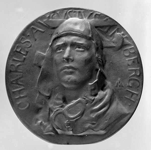 Commemorating Lindbergh's Trans-Atlantic Flight, 1927, Frederick William MacMonnies (American, New York 1863–1937 New York), Bronze and gold leaf, American