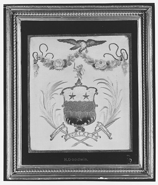 Coat of Arms, H. Goodwin, Silk, gold and metallic thread, embroidered, American 