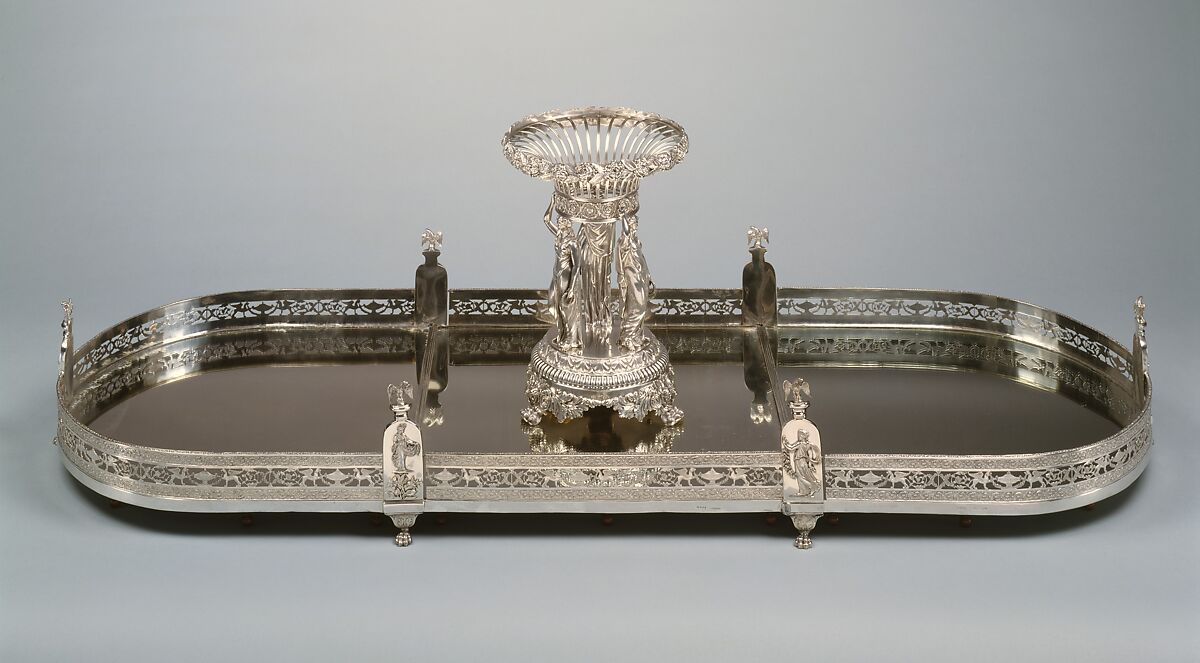 Plateau, John W. Forbes (1781–1864), Silver, glass with walnut, American