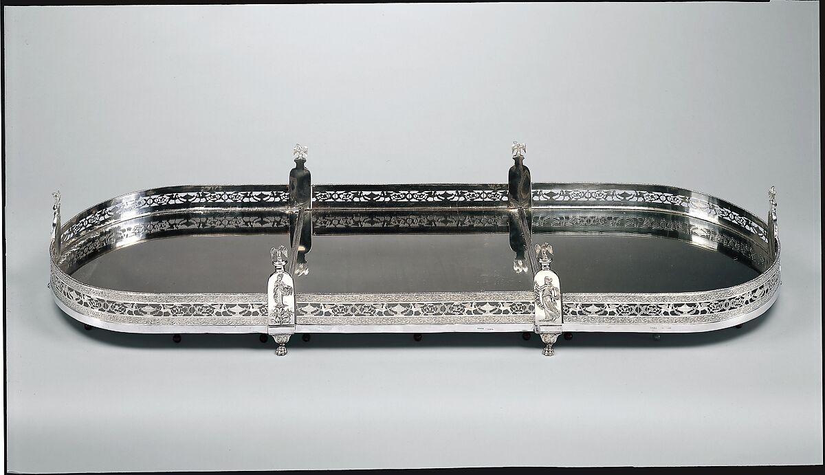 Plateau, John W. Forbes (1781–1864), Silver, glass with walnut, American