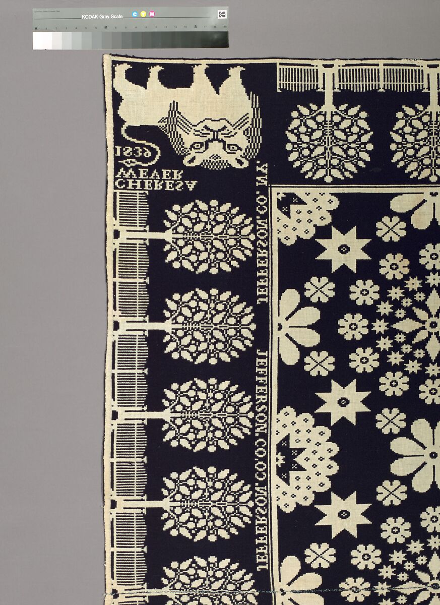 Coverlet, Harry Tyler (1801–1858), Wool, cotton, woven, American