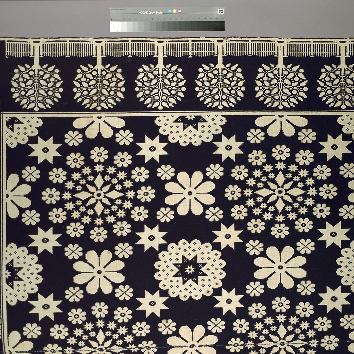 Coverlet, Harry Tyler (1801–1858), Wool, cotton, woven, American