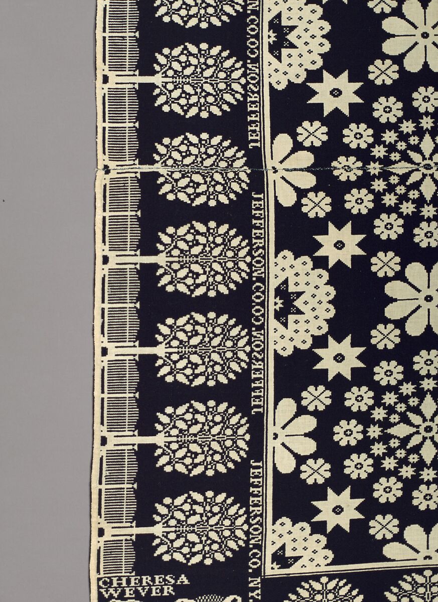 Coverlet, Harry Tyler (1801–1858), Wool, cotton, woven, American