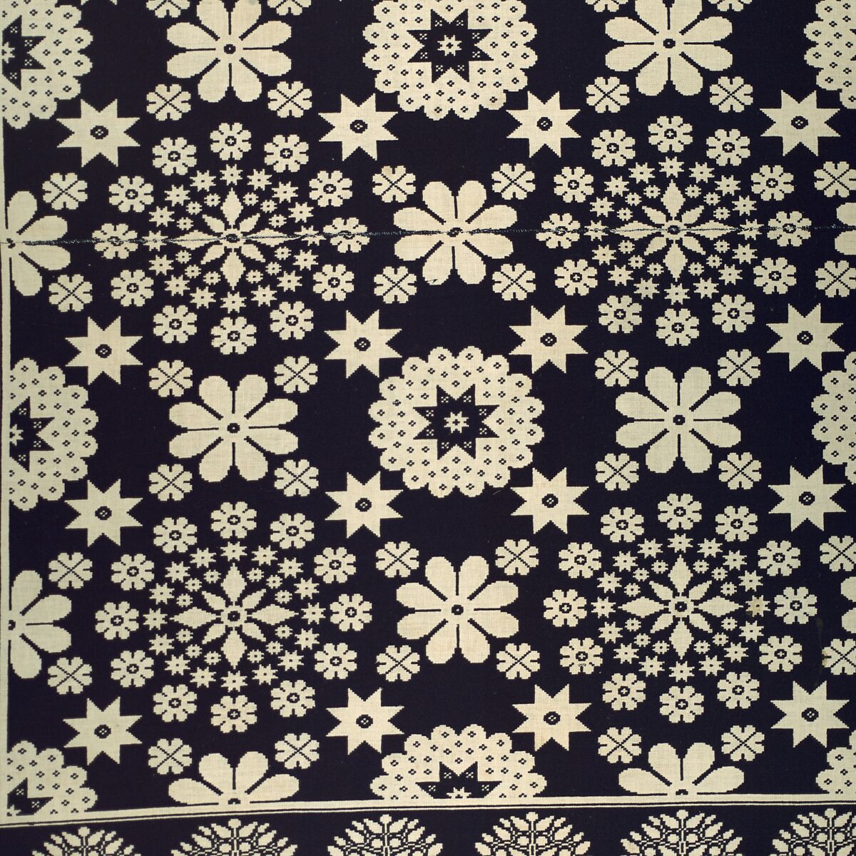 Coverlet, Harry Tyler (1801–1858), Wool, cotton, woven, American