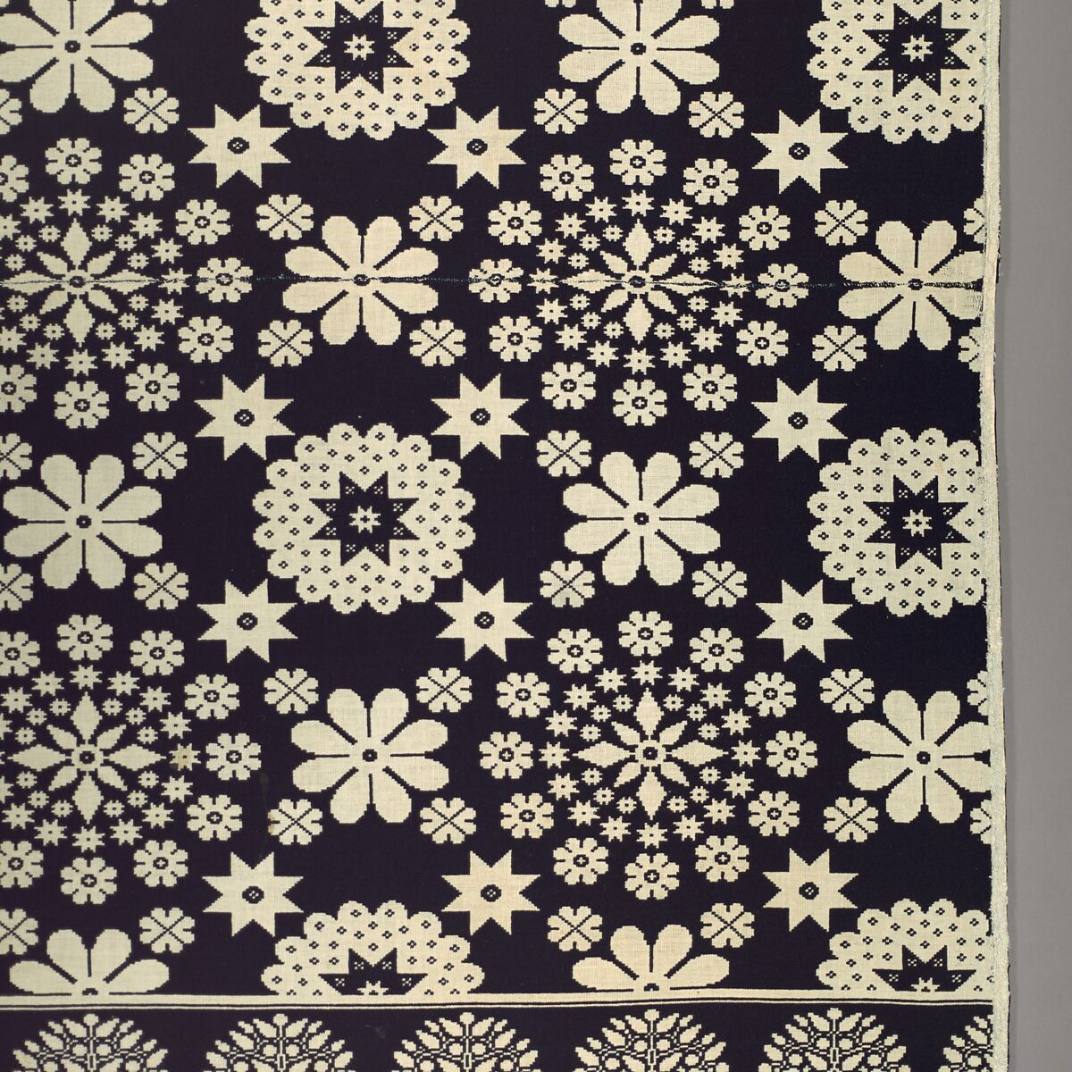 Coverlet, Harry Tyler (1801–1858), Wool, cotton, woven, American