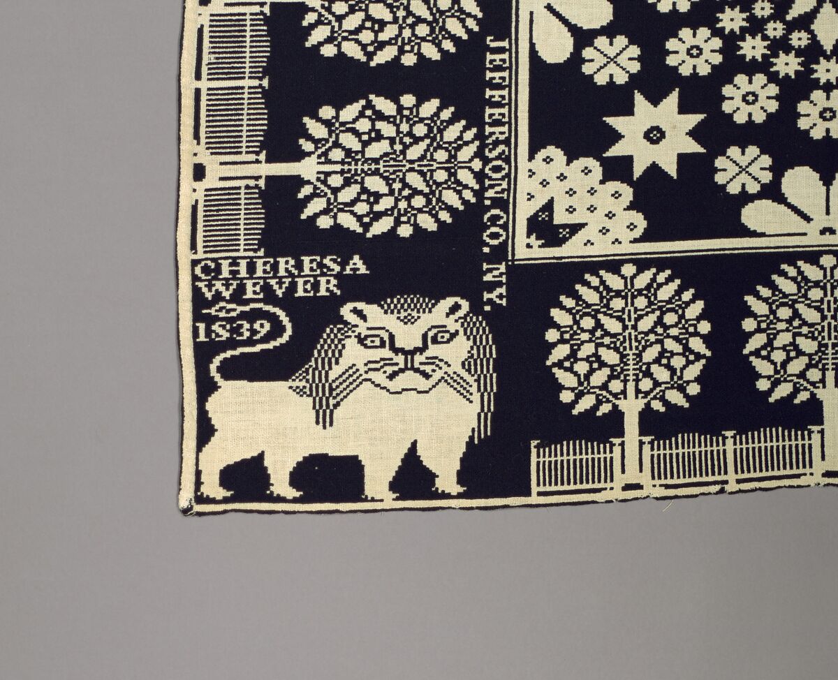 Coverlet, Harry Tyler (1801–1858), Wool, cotton, woven, American