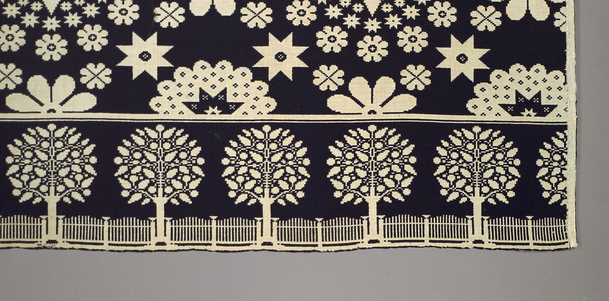 Coverlet, Harry Tyler (1801–1858), Wool, cotton, woven, American