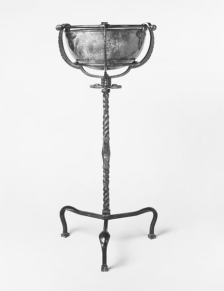 Bowl and Stand, Oscar Bruno Bach (1884–1957), Copper (patinated), bronze, iron, American