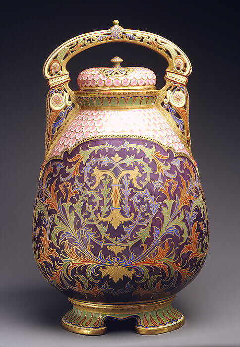 Covered potpourri vase, Ott and Brewer (American, Trenton, New Jersey, 1871–1893), Porcelain, American