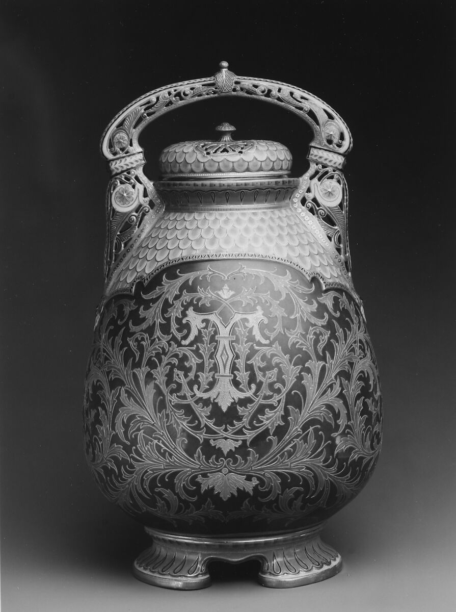 Covered potpourri vase, Ott and Brewer (American, Trenton, New Jersey, 1871–1893), Porcelain, American