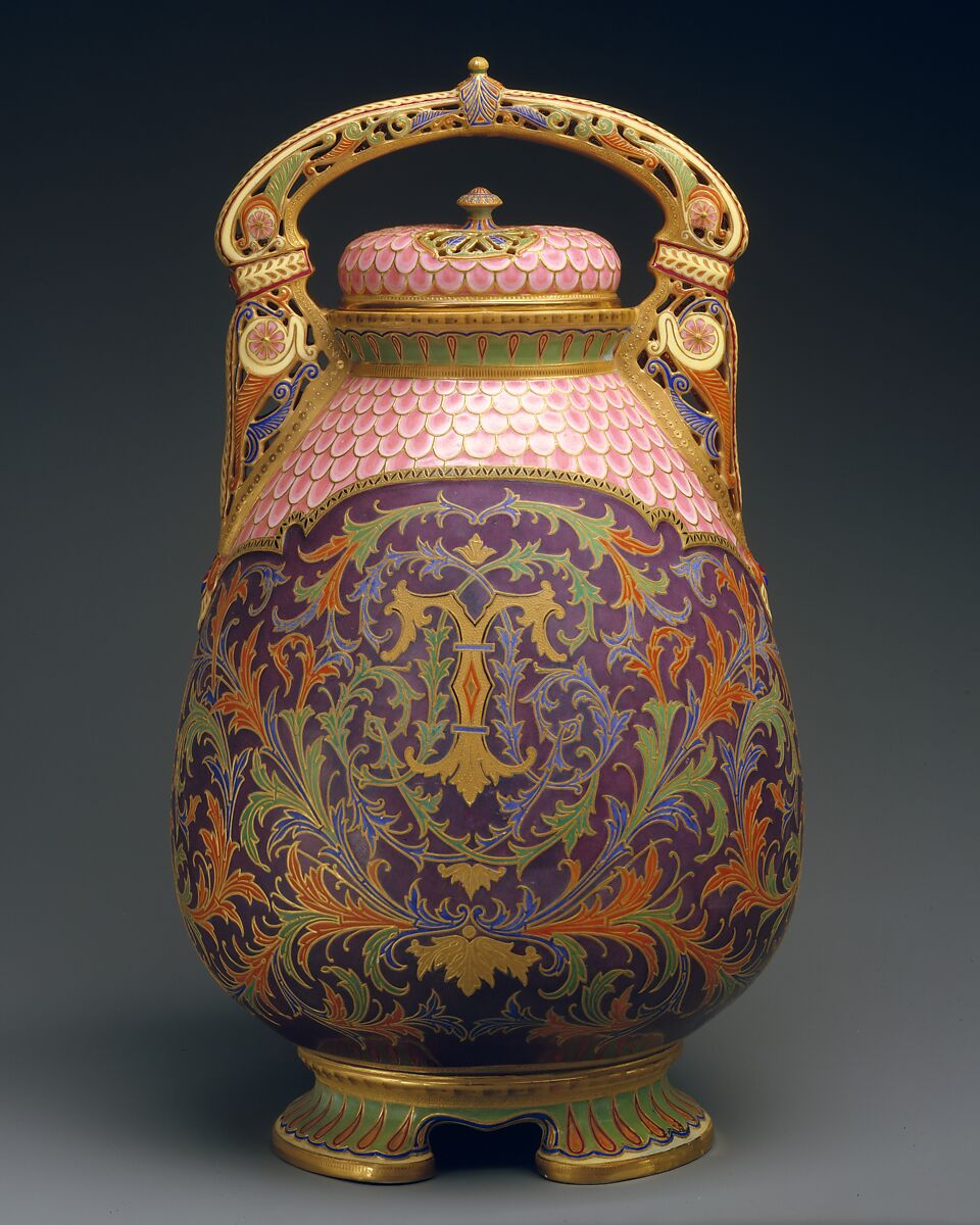 Covered potpourri vase, Ott and Brewer (American, Trenton, New Jersey, 1871–1893), Porcelain, American 