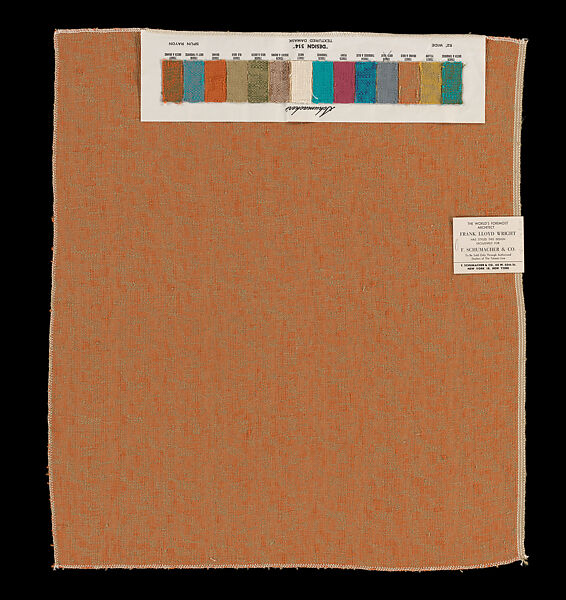 Sample, Design 514, Textured Damask, Frank Lloyd Wright (American, Richland Center, Wisconsin 1867–1959 Phoenix, Arizona), Woven rayon, American