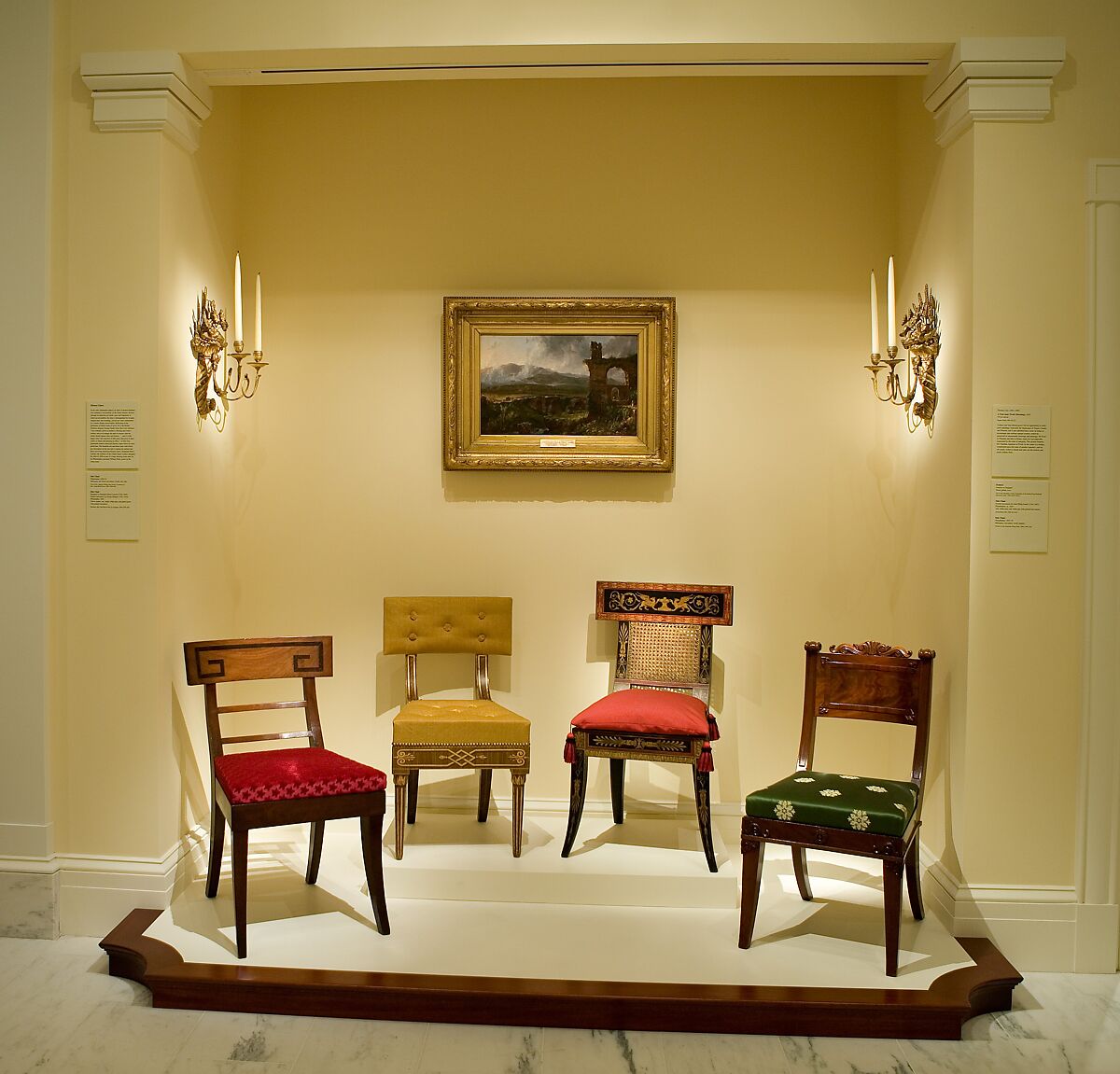 Side Chair, Benjamin Henry Latrobe (American (born England), Fulneck, Yorkshire 1764–1820 New Orleans, Louisiana), Yellow poplar, oak, maple, white pine, gold leaf, and gesso, American