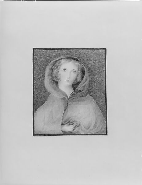 A Woman in a Blue Hooded Cloak (from Hosack Album), Watercolor on off-white Bristol board, American