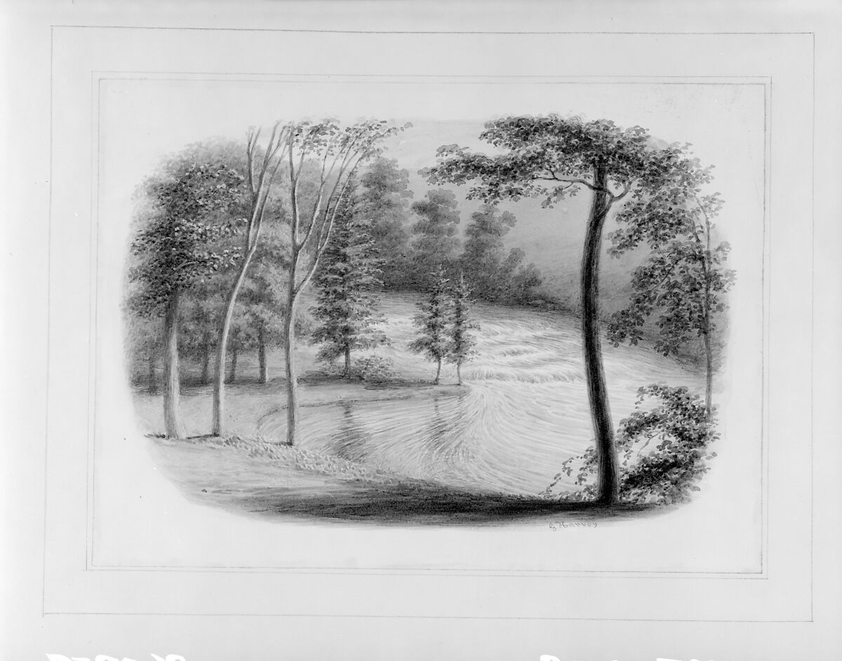 A Brook (from Hosack Album), George Harvey (1800–1878), Watercolor and gum arabic on white wove paper, American