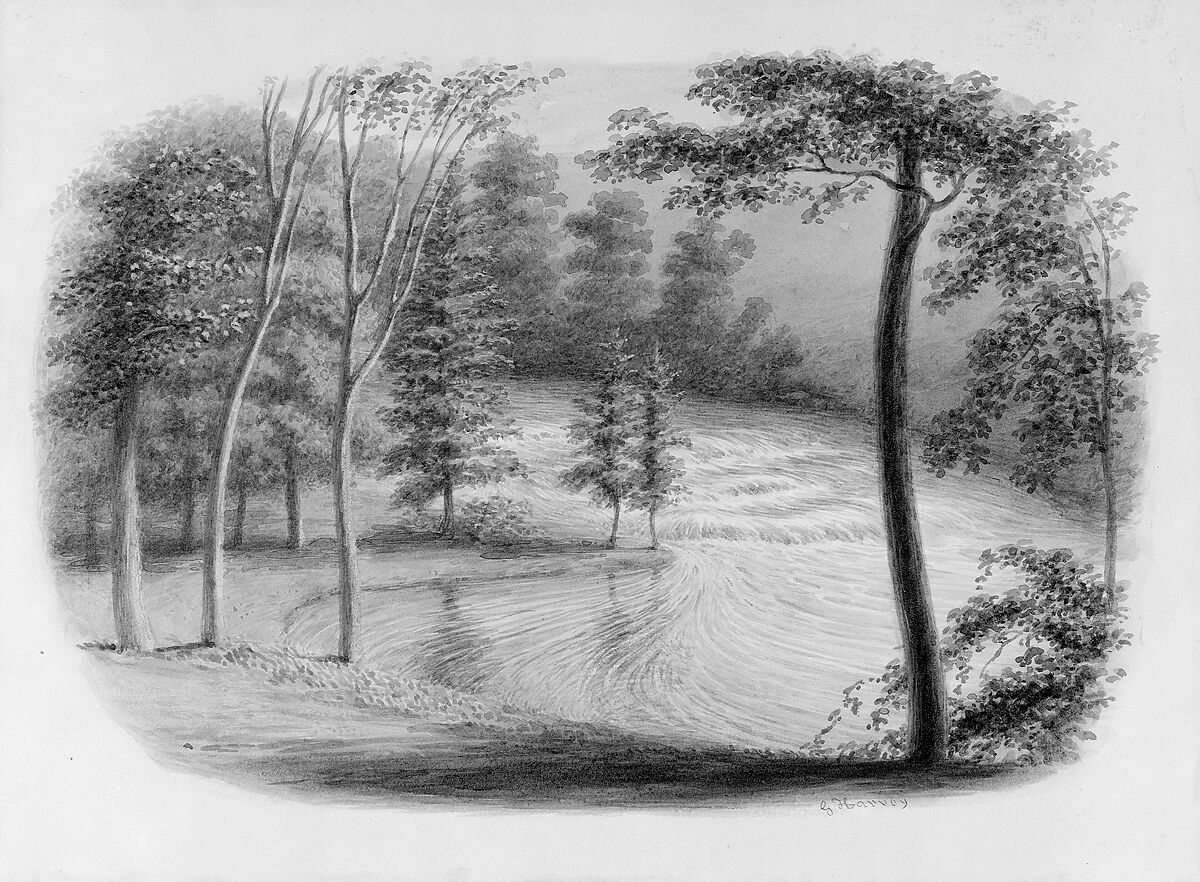 A Brook (from Hosack Album), George Harvey (1800–1878), Watercolor and gum arabic on white wove paper, American 