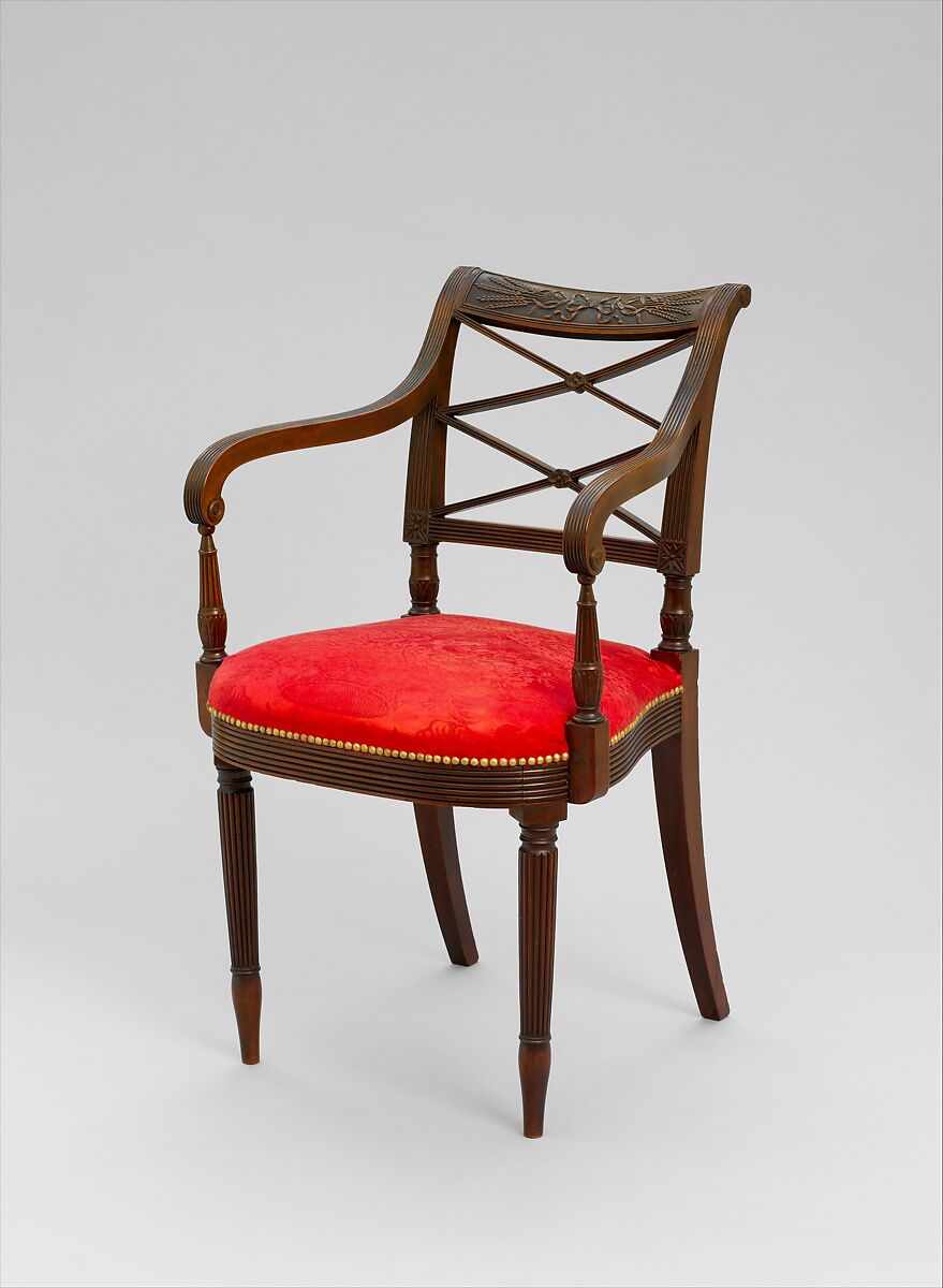 Armchair, Possibly Duncan Phyfe (American (born Scotland), near Lock Fannich, Ross-Shire, Scotland 1768/1770–1854 New York), Mahogany, American 