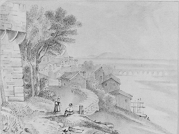 Italian Scene (from Hosack Album), Graphite on off-white Bristol board, American 