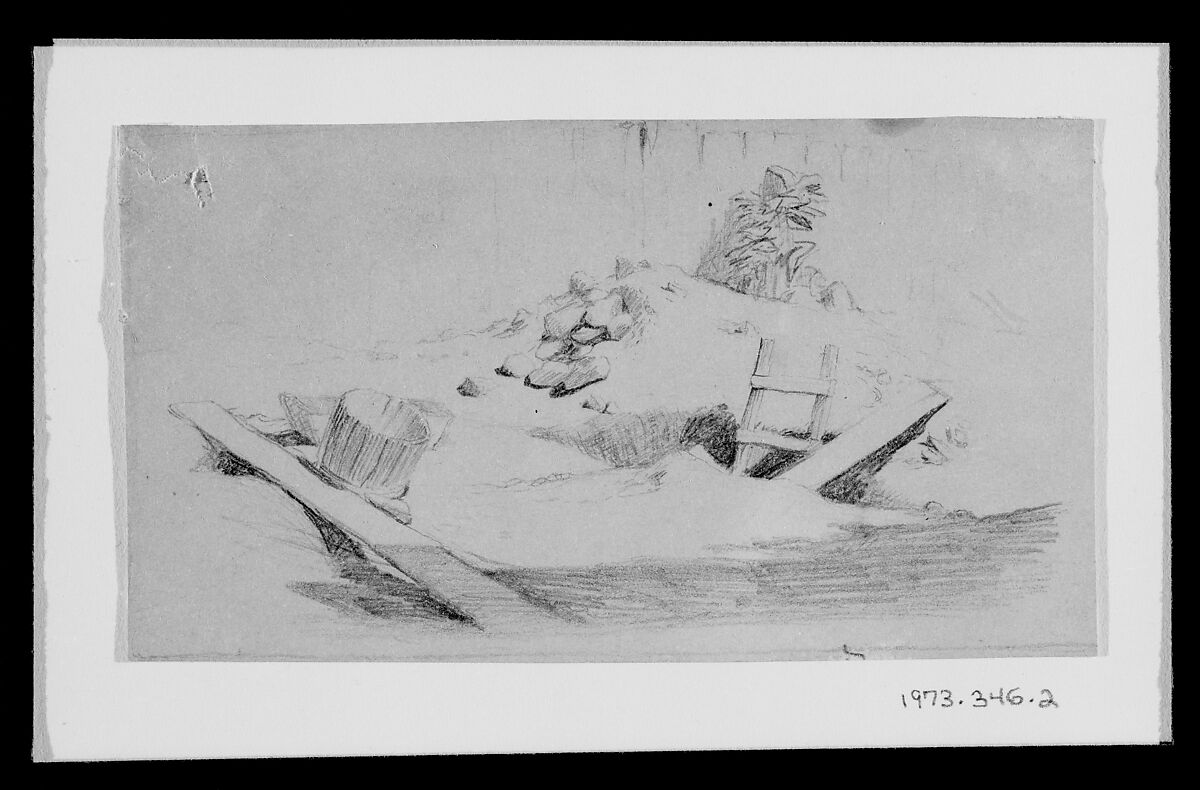 Figurative Group, Elihu Vedder (American, New York 1836–1923 Rome), Graphite on light brown wove paper, American