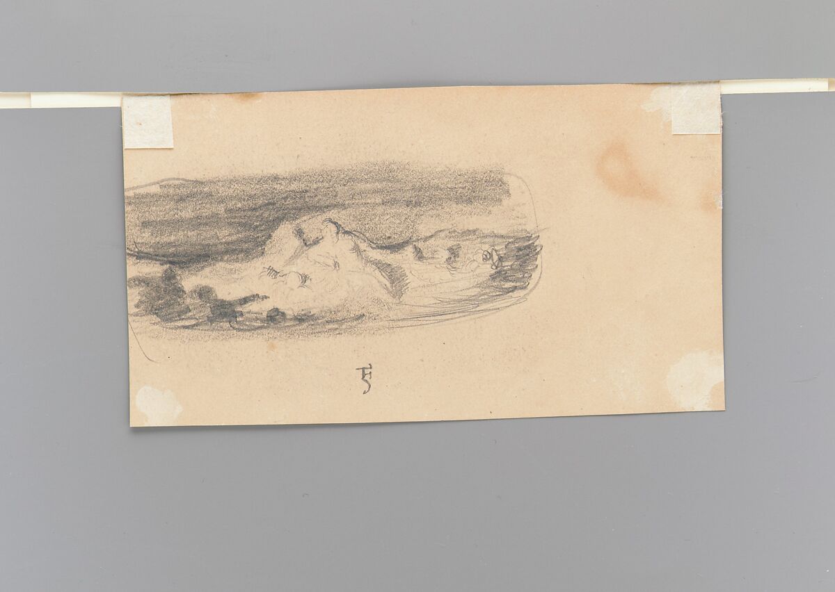 Figurative Group, Elihu Vedder (American, New York 1836–1923 Rome), Graphite on light brown wove paper, American 