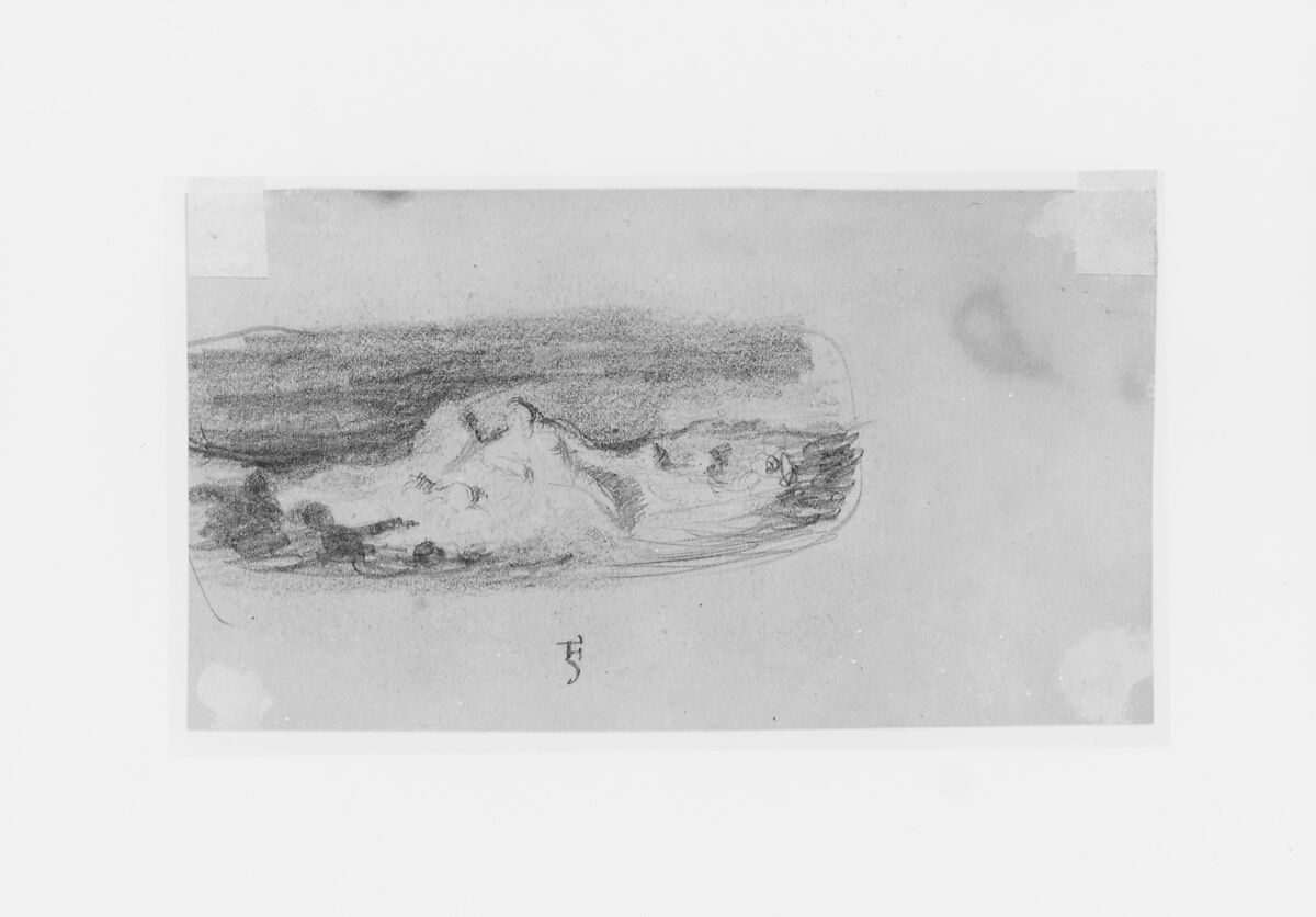 Figurative Group, Elihu Vedder (American, New York 1836–1923 Rome), Graphite on light brown wove paper, American