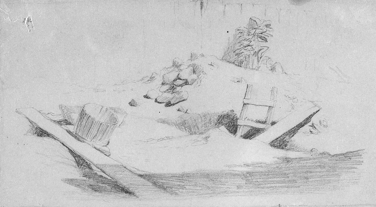 Figurative Group, Elihu Vedder (American, New York 1836–1923 Rome), Graphite on light brown wove paper, American