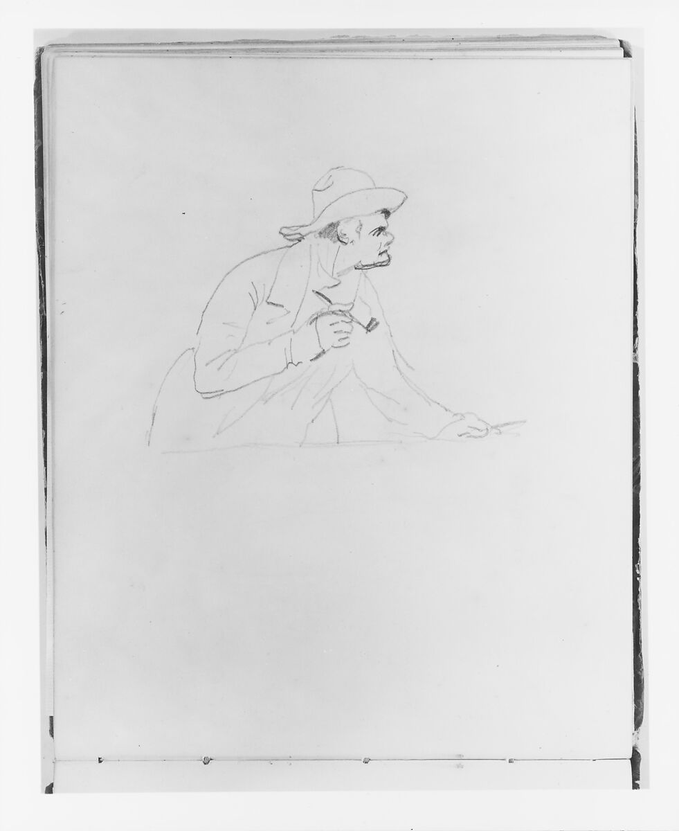 Man with a Pipe (from Sketchbook), Francis William Edmonds (American, Hudson, New York 1806–1863 Bronxville, New York), Graphite on off-white wove paper, American 