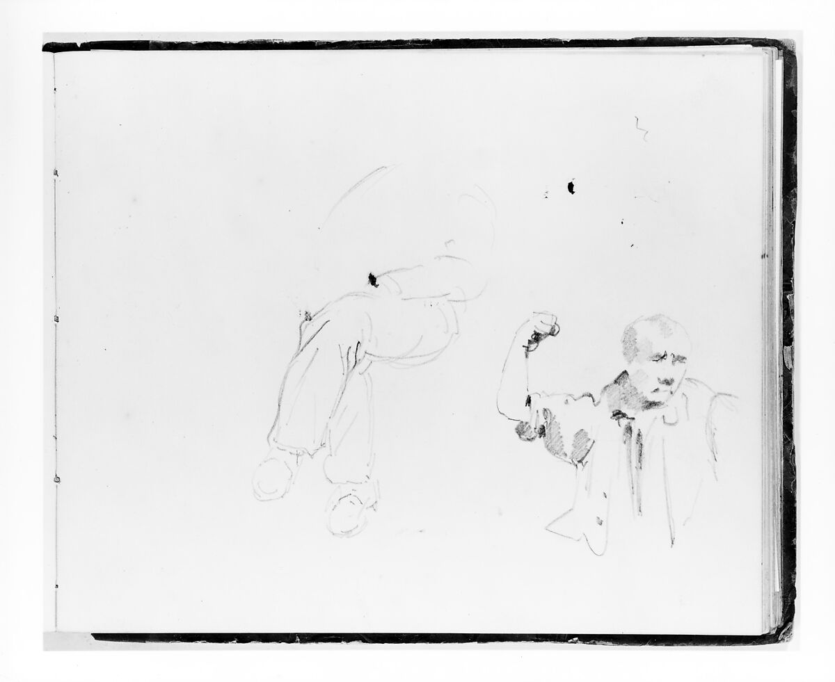 Study of Crossed Legs and Man Making a Fist (from Sketchbook), Francis William Edmonds (American, Hudson, New York 1806–1863 Bronxville, New York), Graphite on off-white wove paper, American 