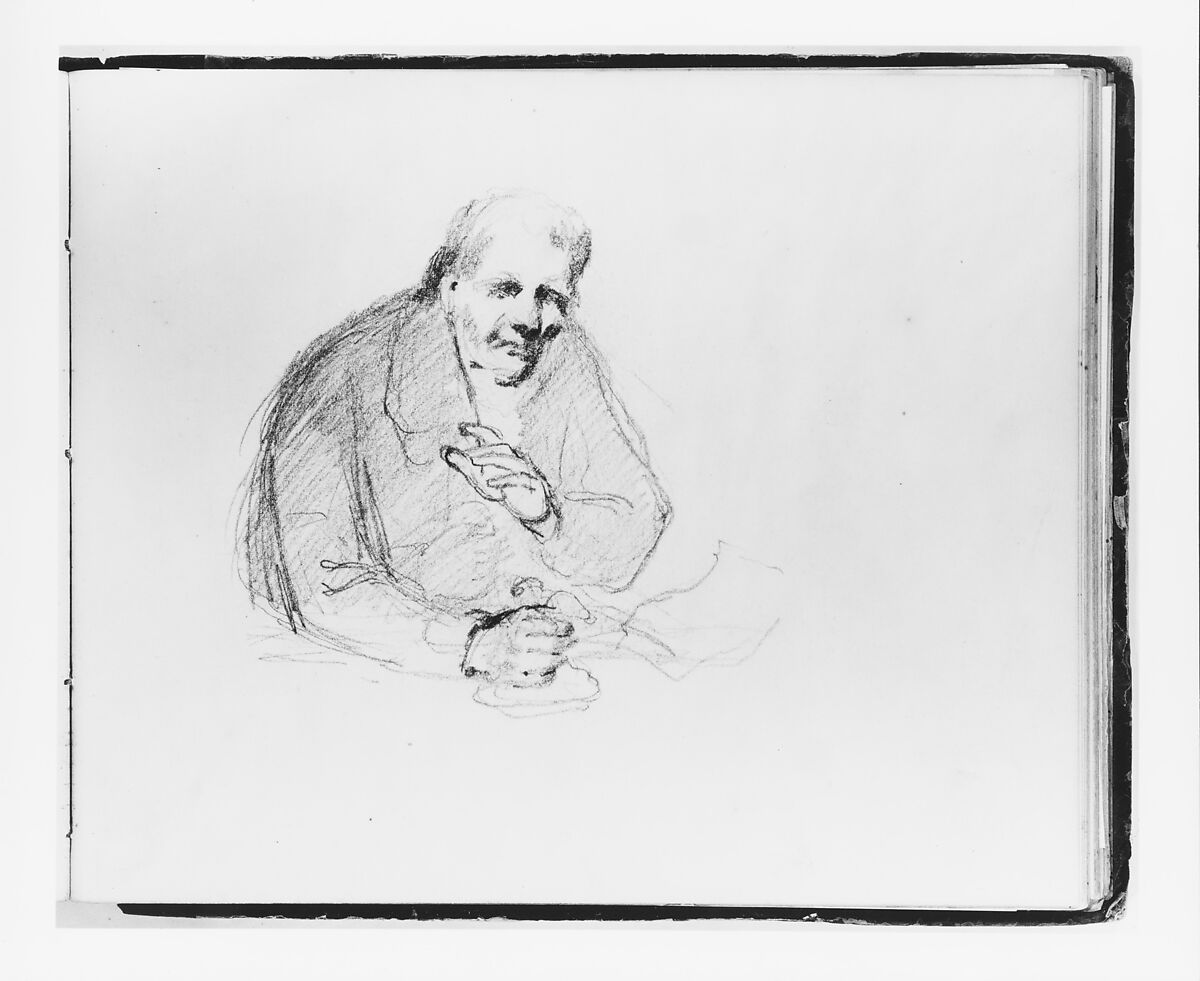Man Speaking (from Sketchbook), Francis William Edmonds (American, Hudson, New York 1806–1863 Bronxville, New York), Graphite on off-white wove paper, American 