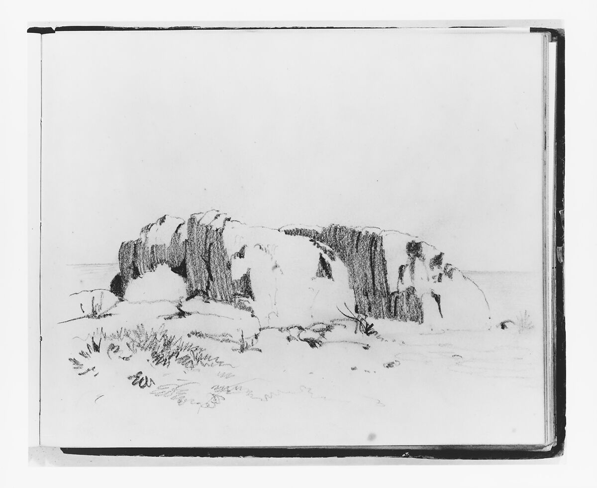Study of Rocks in a Landscape (from Sketchbook), Francis William Edmonds (American, Hudson, New York 1806–1863 Bronxville, New York), Graphite on off-white wove paper, American 