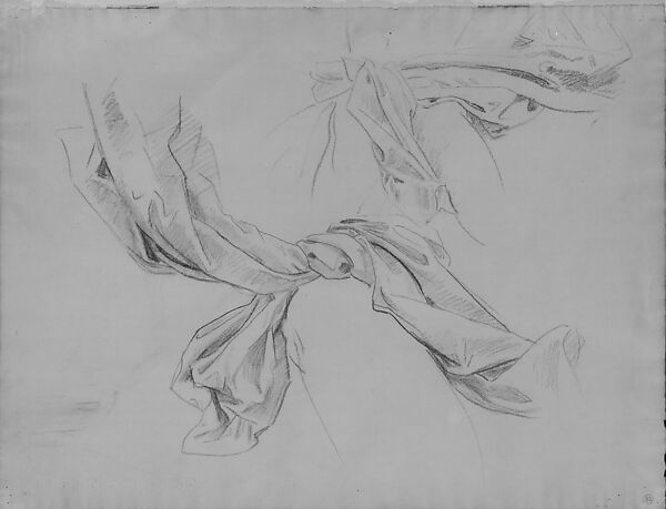 Drapery Studies, John Singer Sargent (American, Florence 1856–1925 London), Charcoal on off-white laid paper, American
