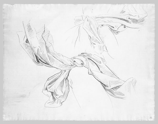Drapery Studies, John Singer Sargent (American, Florence 1856–1925 London), Charcoal on off-white laid paper, American 