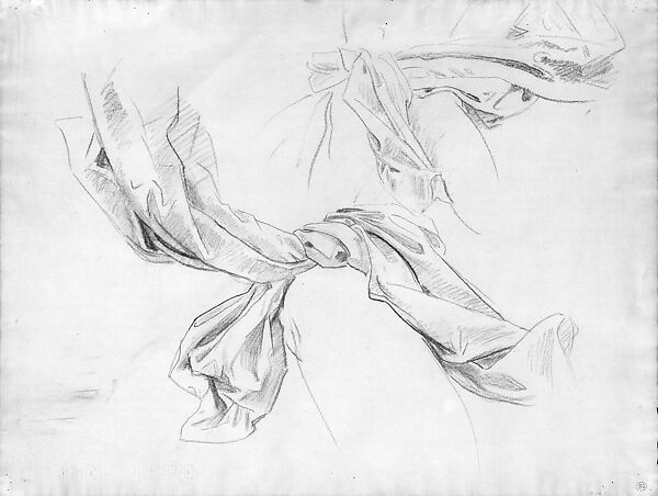Drapery Studies, John Singer Sargent (American, Florence 1856–1925 London), Charcoal on off-white laid paper, American