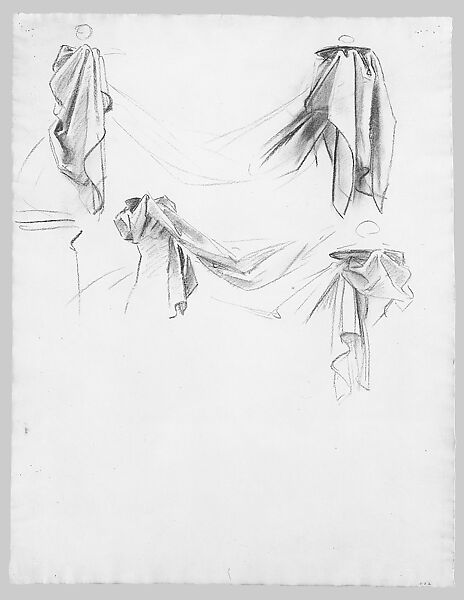 Drapery Studies for "Church", John Singer Sargent (American, Florence 1856–1925 London), Charcoal on off-white laid paper, American 