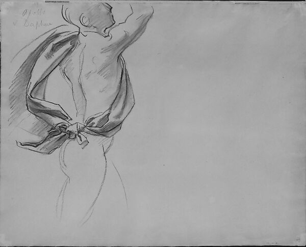 Apollo, Study for "Apollo and Daphne", John Singer Sargent (American, Florence 1856–1925 London), Charcoal on off-white wove paper, American