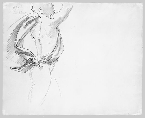 Apollo, Study for "Apollo and Daphne", John Singer Sargent (American, Florence 1856–1925 London), Charcoal on off-white wove paper, American