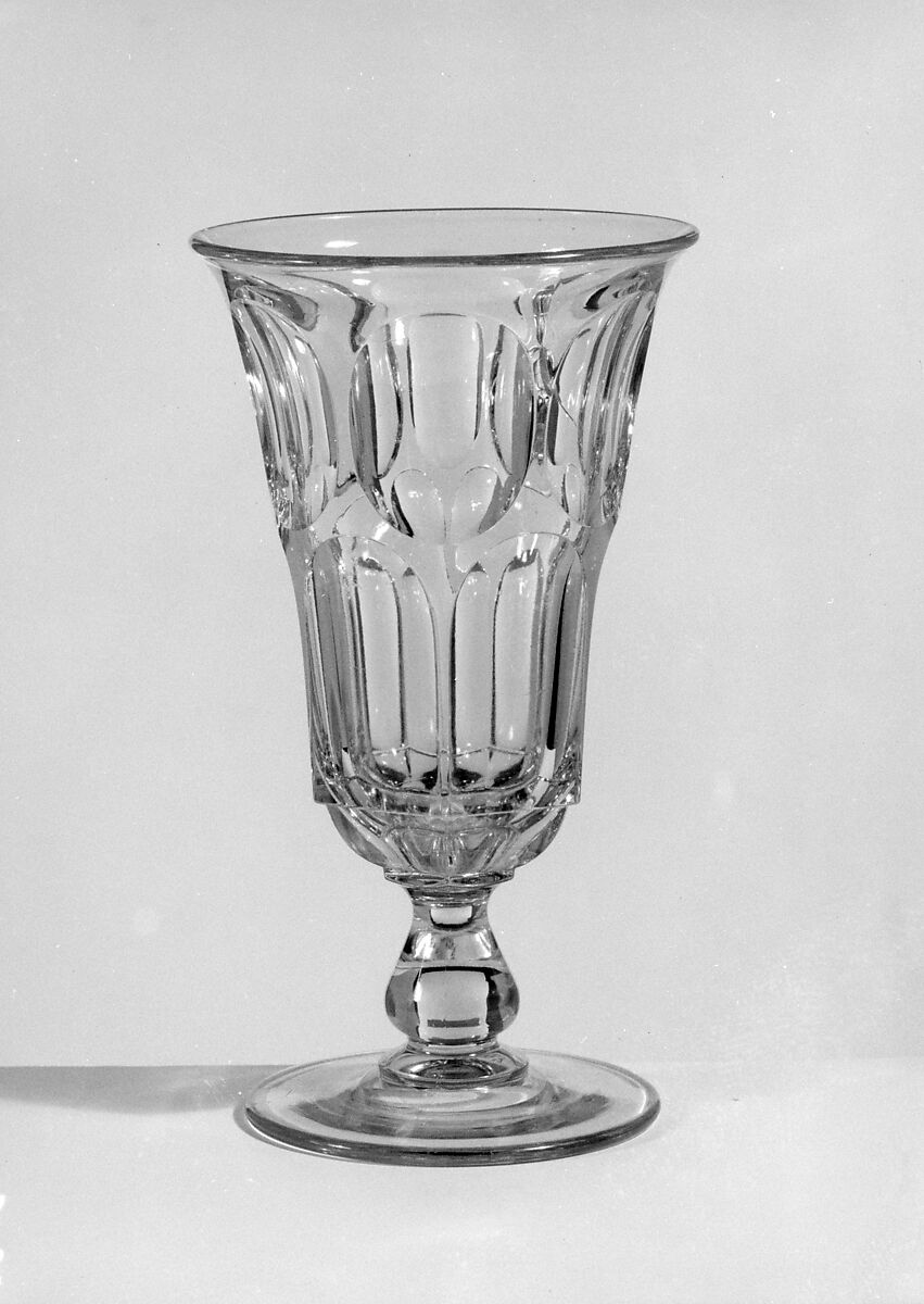 Celery Vase, Pressed glass, diamond thumbprint 