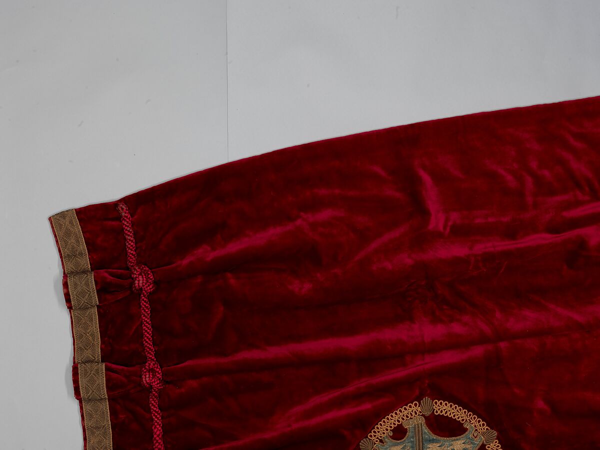 Curtain, Silk velvet embroidered with metallic threads, American