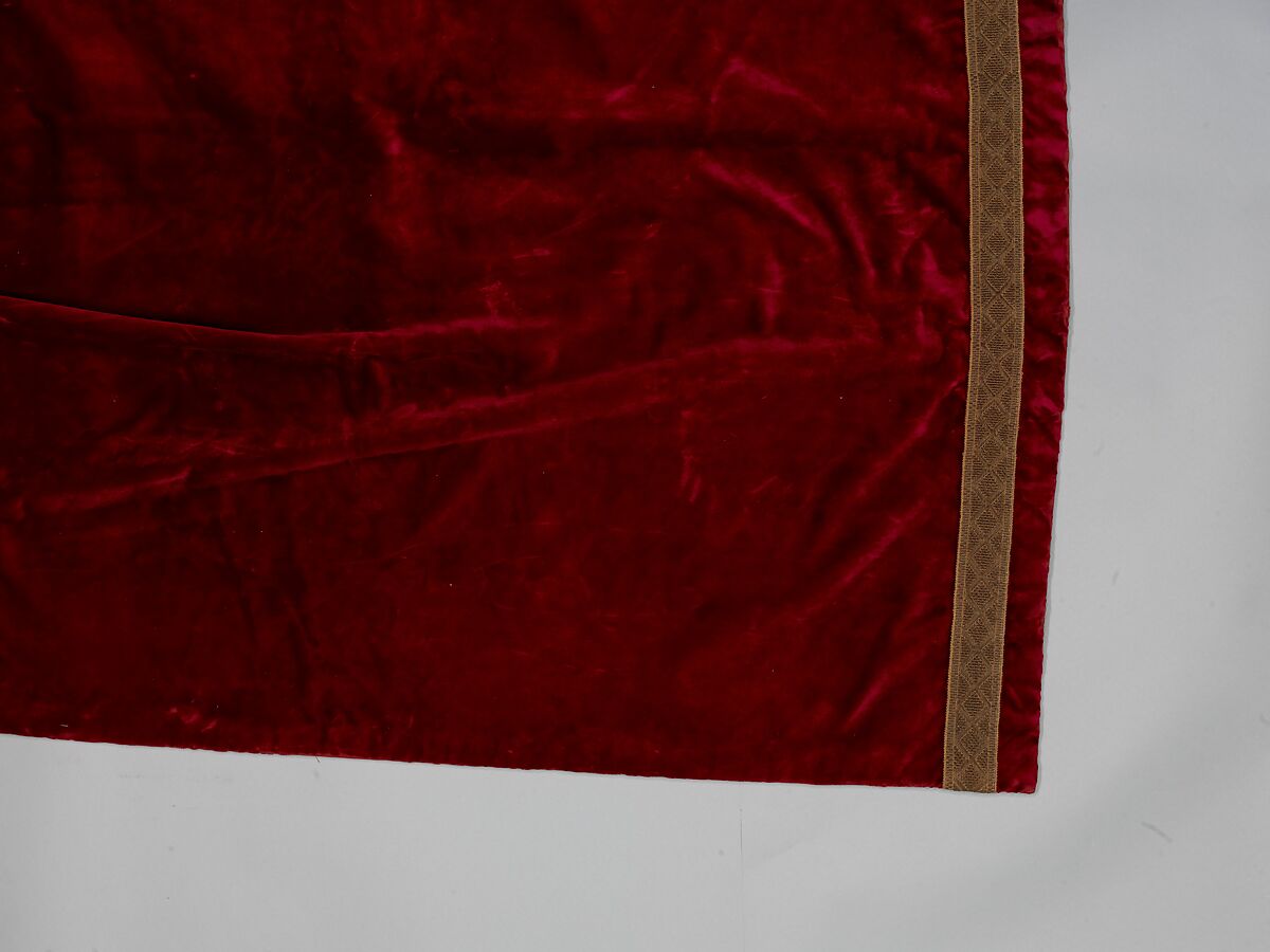 Curtain, Silk velvet embroidered with metallic threads, American