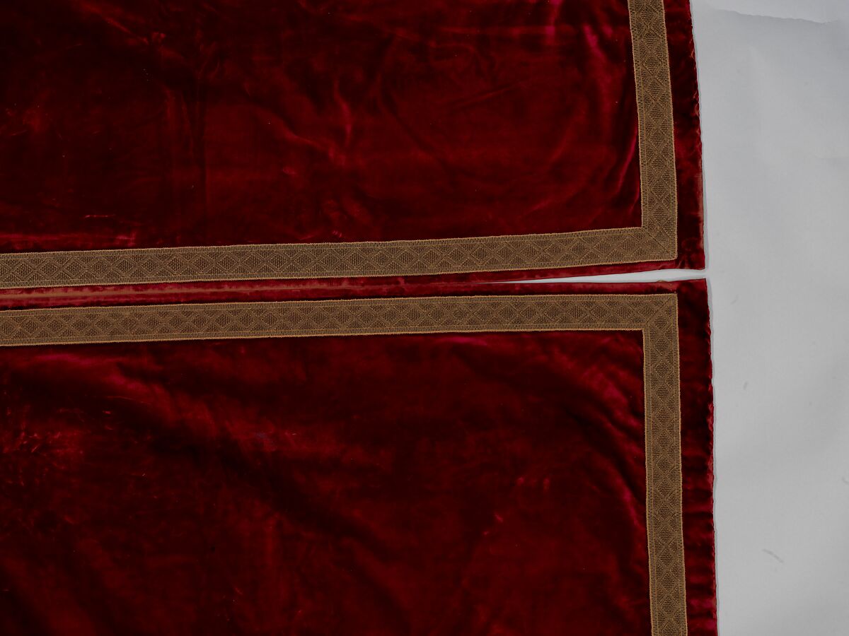 Curtain, Silk velvet embroidered with metallic threads, American