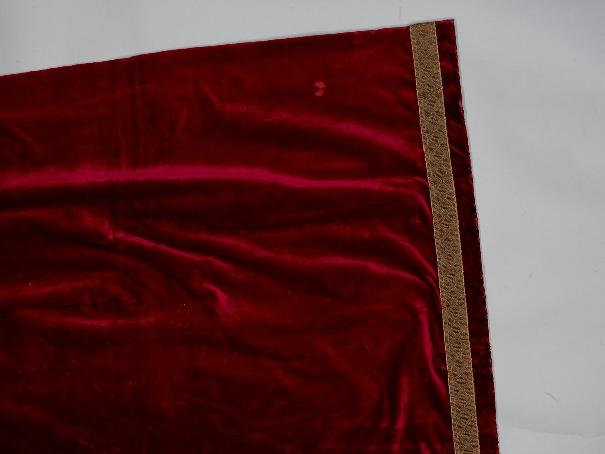 Curtain, Silk velvet embroidered with metallic threads, American