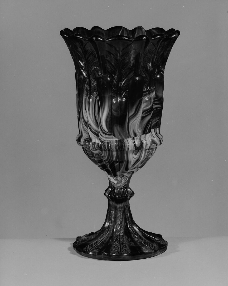 Celery Vase, Pressed purple marble glass 